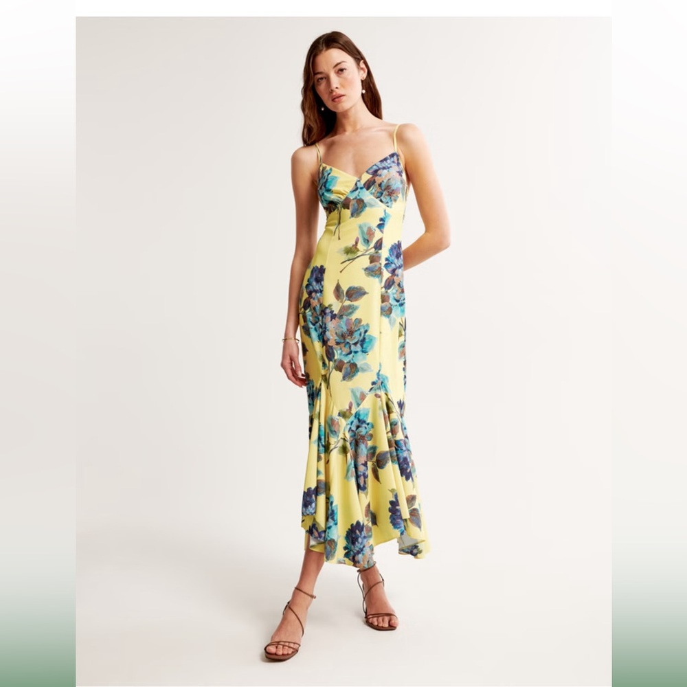 Abercrombie and Fitch Mermaid Slip Maxi Dress Yellow Floral